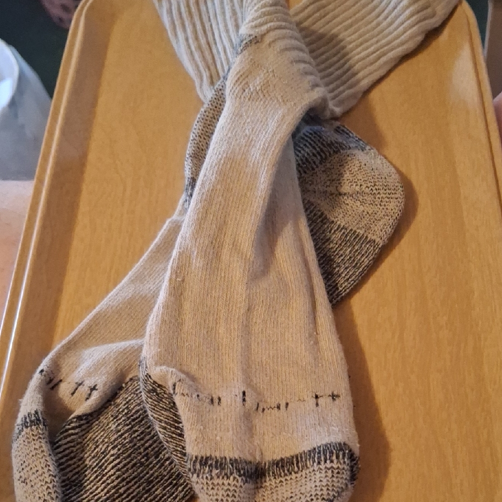 Carhartt Beige Knee-High Socks with Gray Heels and Toes